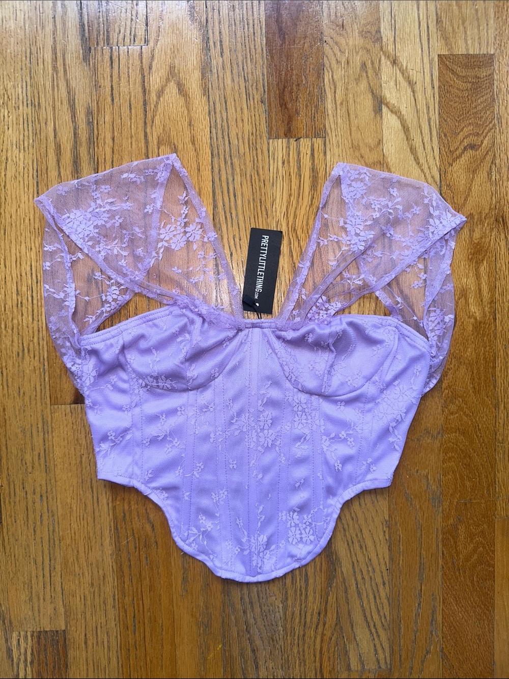 PrettyLittleThing Lavender Lace Corset Top